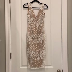 Shein nude/white sequin midi dress